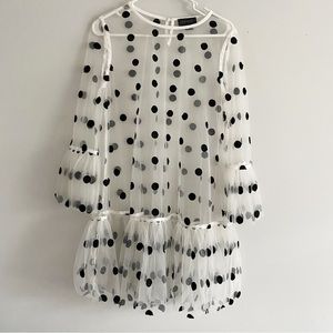 Black and White Polka Dot Mesh Tunic Dress